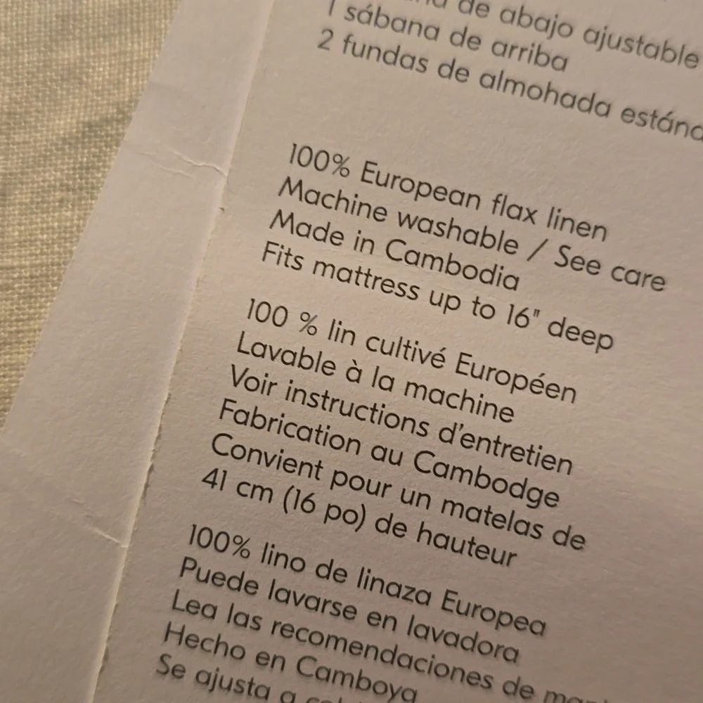 ❤️BUY 2 GET 1 FREE  West Elm European Flax Linen Sheet Set,Full,Frost Gray,$269